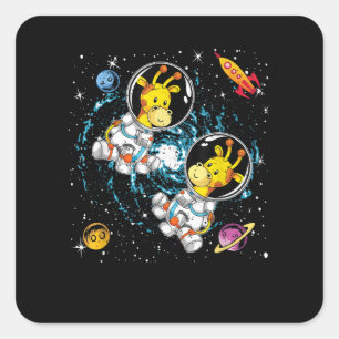 Sticker Carré Rockets Astronaut Afrique Zoo Animal Espace Extéri