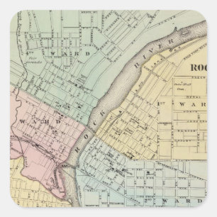 Sticker Carré Rockford, Sterling et Rock Falls