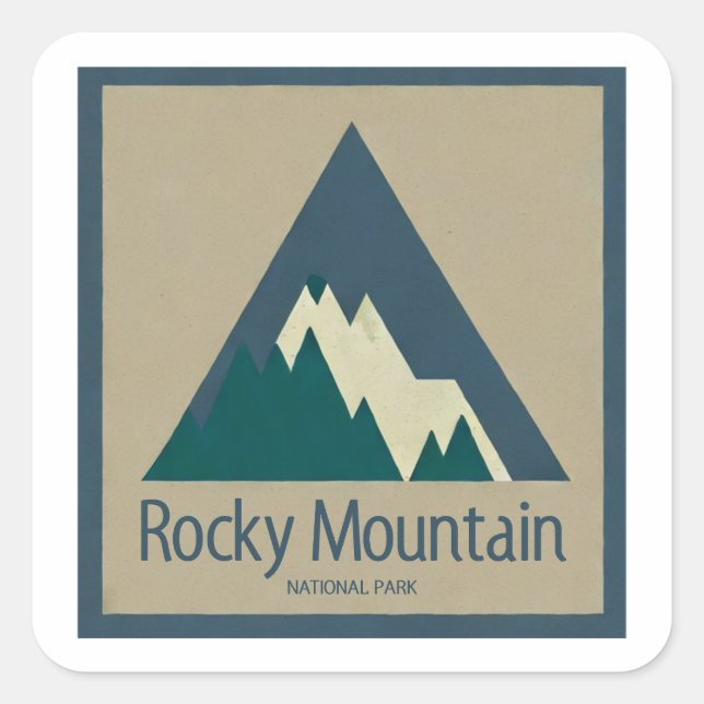 Sticker Carré Rocky Mountain National Park Rustic (Devant)