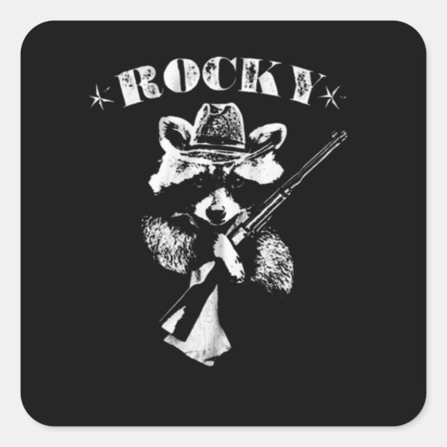 Sticker Carré Rocky Racoon (Devant)
