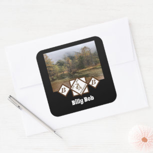 Sticker Carré Rodeo Bull Rider et Longhorn Monogramme Photo