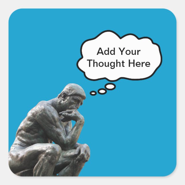 Sticker Carré Rodin's Thinker (Devant)