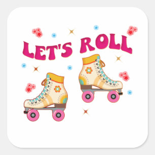 Sticker Carré Roll Roller Skate Retro Amateurs de patinage