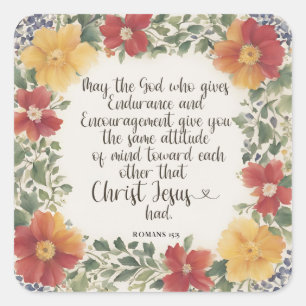 Sticker Carré Romains 15:5 Verset Biblique