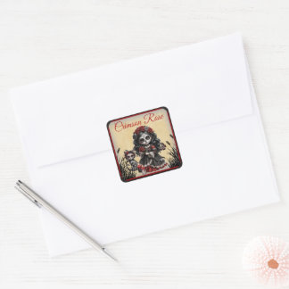 Sticker Carré Romance Sombre_ Rose Cramoisie