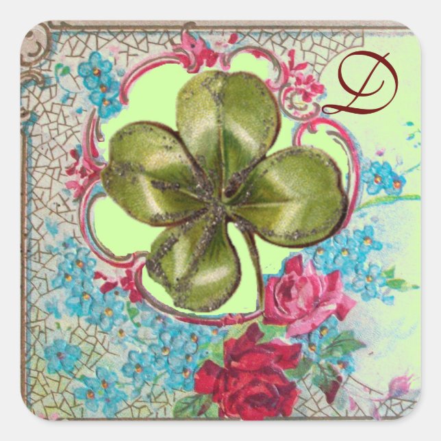 STICKER CARRÉ ROMANTICA / MONOGRAMME SHAMROCK DE ST.PATRICK (Devant)