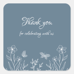 Sticker Carré Romantique élégant bleu foncé mariage