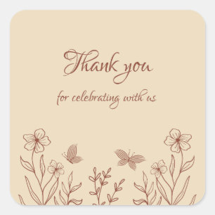 Sticker Carré Romantique élégant mariage à fleurs en terre cuite
