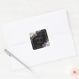 Sticker Carré Romantique Floral Moody Dark Flowers Mariage