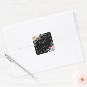 Sticker Carré Romantique Floral Moody Dark Flowers Mariage