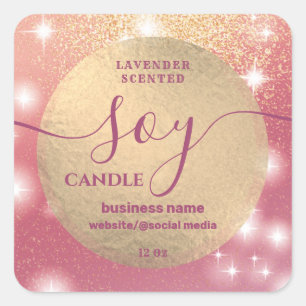 Sticker Carré Romantique Moderne luxe scintillante script soja b