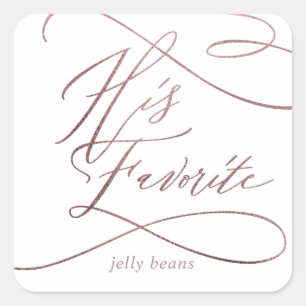 Sticker Carré Romantique Rose Gold Calligraphie Sa Faveur préfér