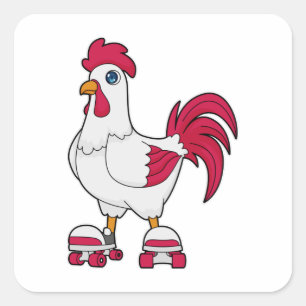 Sticker Carré Rooster à Patinage en ligne avec Roller skates