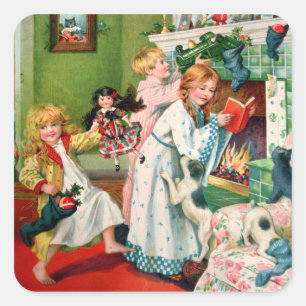 Sticker Carré Rosa C. Petherick : Noël matin