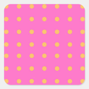 Sticker Carré Rose avec des points jaunes_Stickers amusants