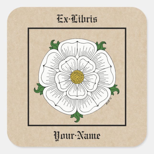 Sticker Carré Rose blanche de la plaque d'immatriculation York (Devant)
