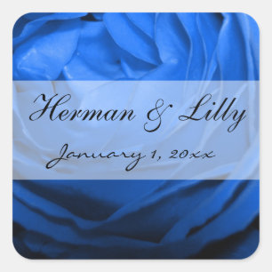 Sticker Carré Rose bleu profond Mariage personnalisé