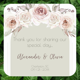 Sticker Carré Rose bohème Arch Wedding Favoriser