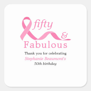 Sticker Carré Rose Cinquante Fantastique Combat Contre le Cancer