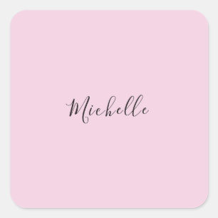 Sticker Carré Rose Clair Professionnel Écriture Manuscrite Class
