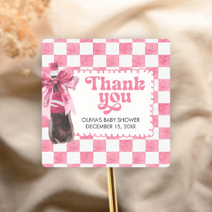 Sticker Carré Rose Elle est prête à éclore Baby Shower