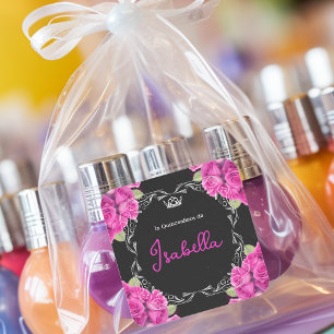 STICKER CARRÉ ROSE ESPAGNOLE & QUINCEAÑERA NOIR - ÉLÉGANT ROSE