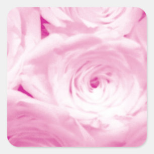 sticker carré rose fleurs pour la faveur de mariag
