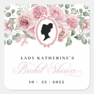 Sticker Carré Rose Floral Vintage Mariage