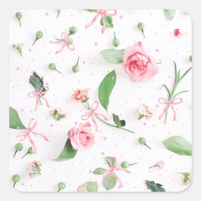 Sticker Carré Rose Flowers (Devant)