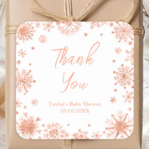 Rose Gold Snowflakes Baby shower Merci