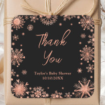 Rose Gold Snowflakes Baby shower Merci