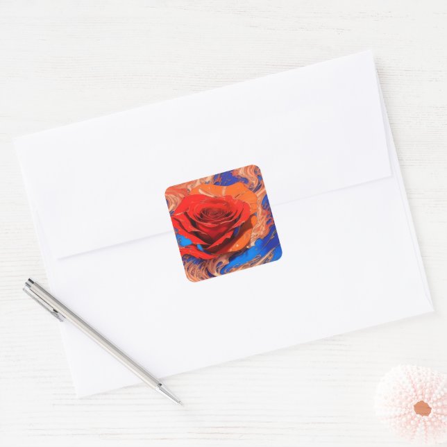 Sticker Carré Rose Marbrée Abstrait Artistique   (Enveloppe)