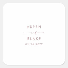 Sticker Carré Rose moderne Gold Script Mariage Enveloppe sceaux