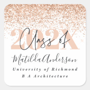 Sticker Carré Rose or moderne design parties scintillant graduat