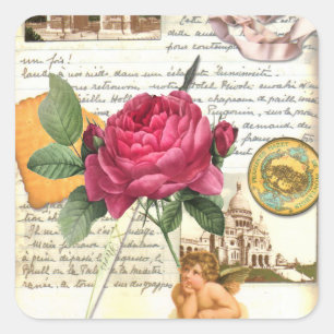 Sticker Carré Rose Paris