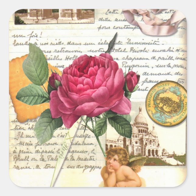 Sticker Carré Rose Paris (Devant)