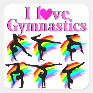 STICKER CARRÉ ROSE PLANCHE J'AIME LA CONCEPTION DE GYMNASTICS