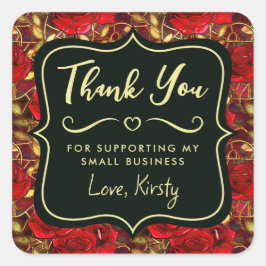 Sticker Carré Rose Rouge Élégante Verre Peint Petite Entreprise