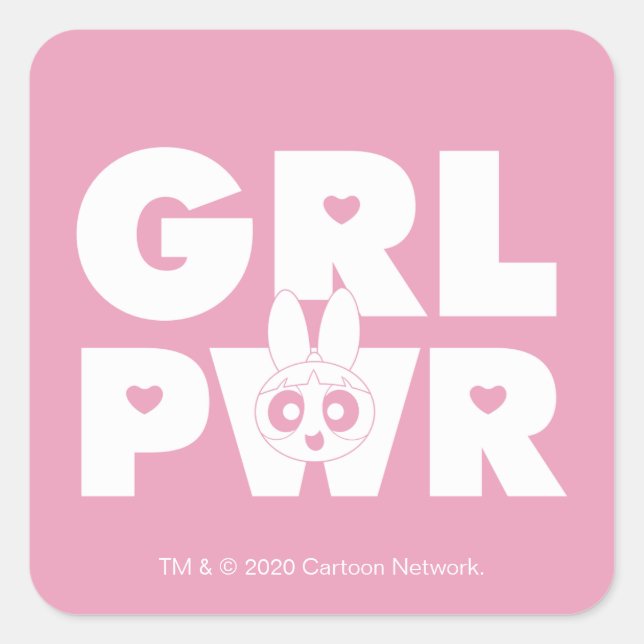 Sticker Carré Rose vif:Pouvoir des filles (Devant)