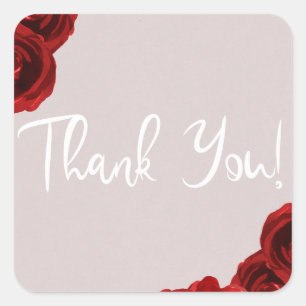 Sticker Carré Roses aquarelle rouges blush taupe Mariage Moderne