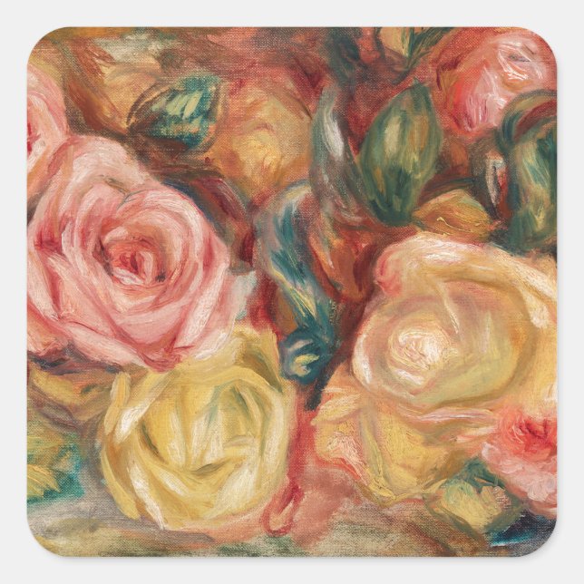 Sticker Carré Roses de Renoir Impressionist Painting (Devant)