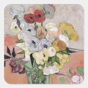 Sticker Carré Roses de Vincent van Gogh et anémones, 1890