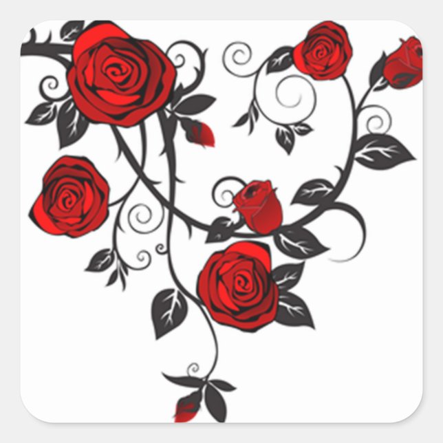 Sticker Carré Roses et vignes (Devant)