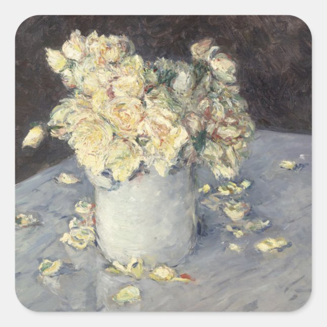 Sticker Carré Roses jaunes dans un vase de Caillebott Impression (Devant)