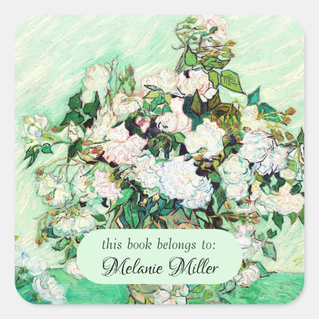 Sticker Carré Roses par Vincent van Gogh (Devant)