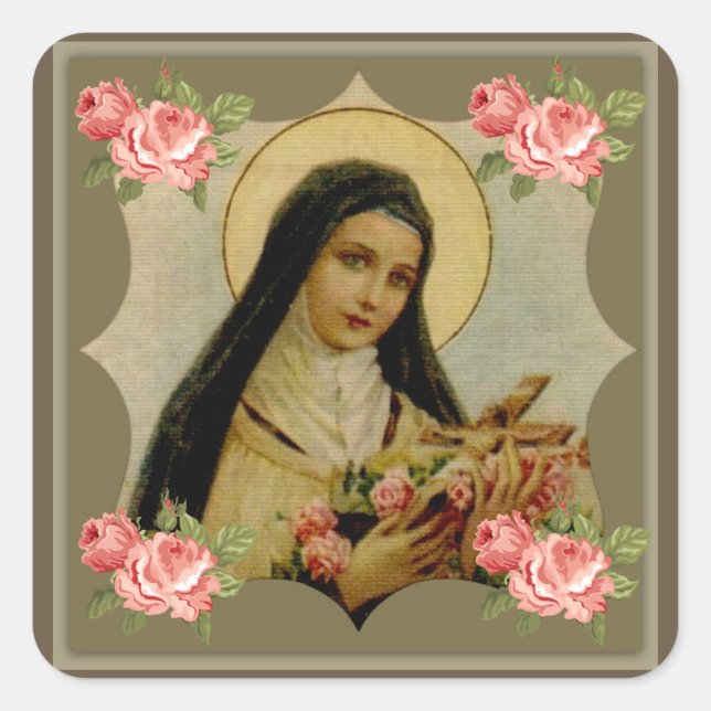 Sticker Carré Roses roses roses St. Therese (Devant)