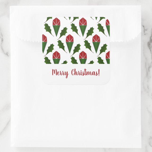 Sticker Carré Roses rouges Abstraites et Holly (Sac)