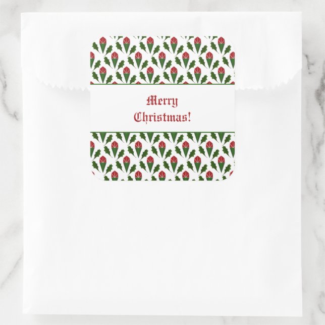 Sticker Carré Roses rouges Abstraites et Holly (Sac)