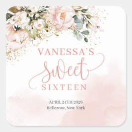 Sticker Carré Roses rousses rose rousse eucalyptus sweet sixteen