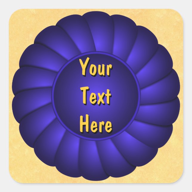 Sticker Carré Rosette de ruban bleu pour personnaliser (Devant)